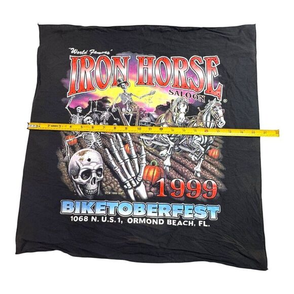 Vintage 1999 Iron Horse Saloon Biketoberfest Bandana Biker Skeleton Pumpkin - Picture 3 of 7